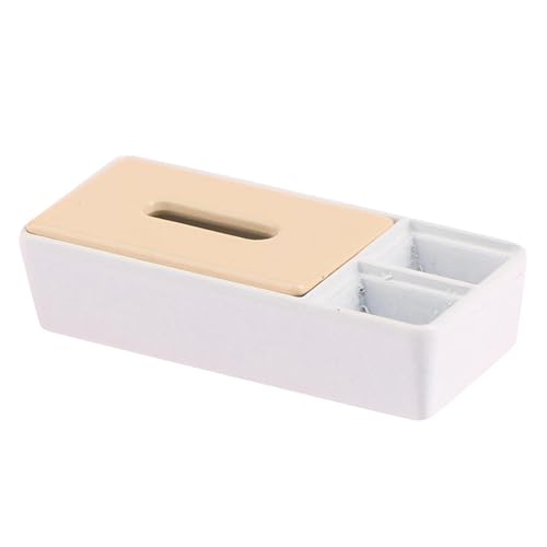 F Fityle Miniatur-Taschentuchbox für Puppenhaus, Puppenhauszubehör für Schlafzimmer, Kommode, Nachttisch, Büroschreibtisch, Taschentuchhalter im Maßstab 1:12, Weiß von F Fityle