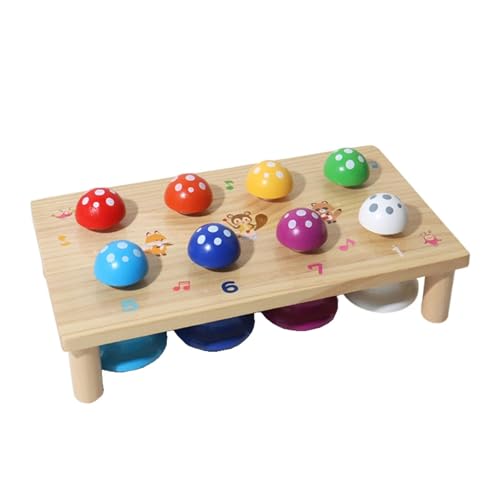 F Fityle Musikalische Achttonglocken, Handpresse, Musikglocken mit abnehmbaren Holzbeinen, Lernspielzeug, buntes Pilzmelodienglockenspielzeug F Fityle Musikalische Achttonglocken, Handpresse, Musikglocken mit abnehmbaren Holzbeinen, Lernspielzeug, buntes Pilzmelodienglockenspielzeug von F Fityle