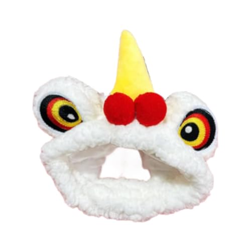F Fityle Neujahrskatzen-Löwentanz-Mütze, Katzenkostüm-Mütze, Cosplay-Neujahrs-niedliche, verstellbare Haustier-Kopfbedeckung, warme Mütze für kleine Hunde, von F Fityle