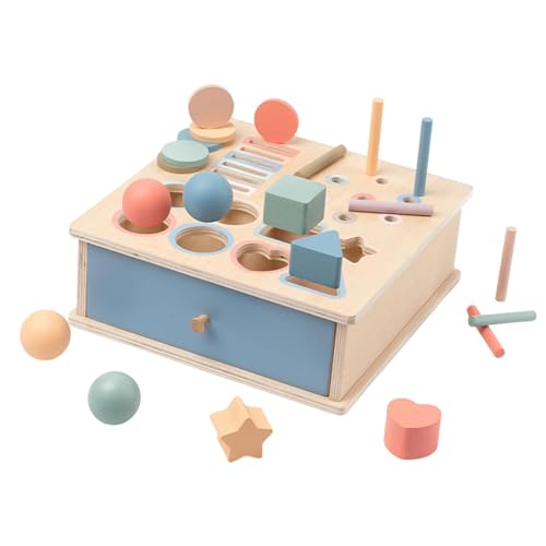 F Fityle Objekt Beständigkeit Box Holz Bildung Handauge Koordination Frühes Lernen Farbform Sorter Drop Box für Kinder Kinder, 4 in 1 von F Fityle