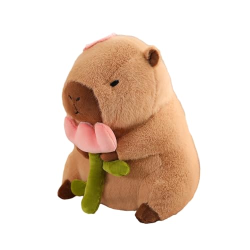 F Fityle Plüsch-Capybara-Stofftier, Wohnzimmerdekoration, begleitendes Schlafspielzeug für Kinder, Kinder, Erwachsene, Teenager, Jungen und Mädchen, Blüte 30cm von F Fityle