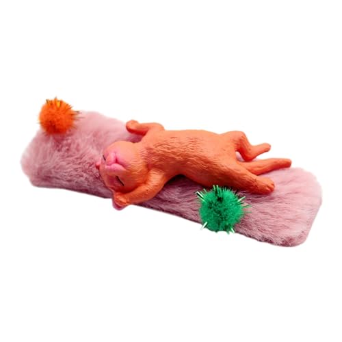 F Fityle Puppenhaus-Katzenfigur mit Plüschkissen, 1:12, 1:6, realistische Kätzchenfigur, Miniatur-Tierstatuen für Dekorationen zu Hause, Orange von F Fityle
