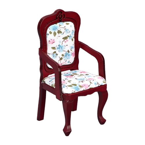 F Fityle Puppenhausstuhl, Miniaturstuhl aus, realistische Miniaturmöbel, Mini-Rückenlehne im klassischen Retro-Design für Heimwerkerhandwerk, Rotbraun F Fityle Puppenhausstuhl, Miniaturstuhl aus, realistische Miniaturmöbel, Mini-Rückenlehne im klassischen Retro-Design für Heimwerkerhandwerk, Rotbraun von F Fityle