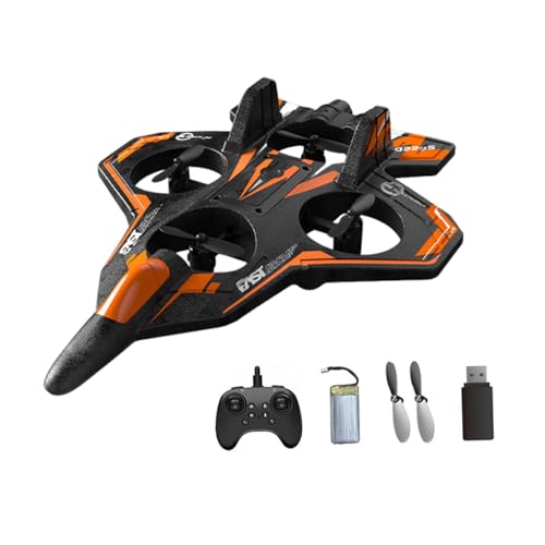 F Fityle RC-Flugzeug, ferngesteuertes Flugzeug, Hubschrauber, Fallschutz (15 Min.), mit bunten LED-Leuchten, Outdoor-Flugspielzeug für 8–16 Jahre, Geschenk, D Orange von F Fityle