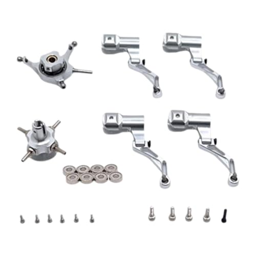 F Fityle RC-Helikopter-Taumelscheibensatz, Blattclip mit Lager, praktisches, Robustes Aluminium-Ersatzteil, RC-Flugzeugzubehör für K124, Silber F Fityle RC-Helikopter-Taumelscheibensatz, Blattclip mit Lager, praktisches, Robustes Aluminium-Ersatzteil, RC-Flugzeugzubehör für K124, Silber von F Fityle