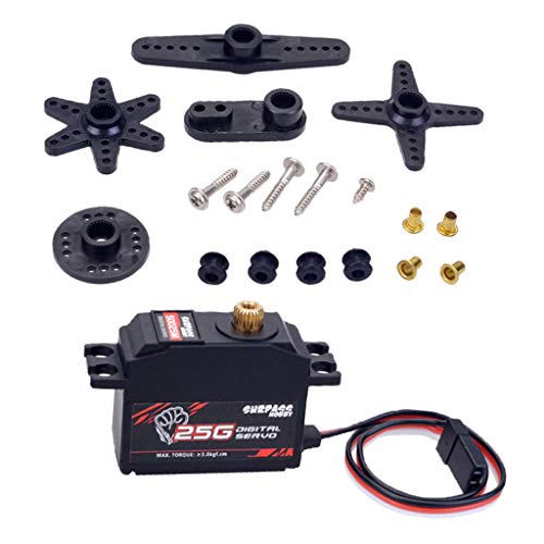 F Fityle RC Servo Motor Servomotor Update 25g, Kunststoff Getriebe Digital Servo für RC Roboterautos - S0025M von F Fityle