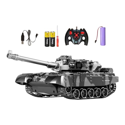 F Fityle RC- mit realistischer Sound- und Lichtsimulation, rotierender Geschützturm, Panzermodell, RC-Fahrzeugspielzeug für Jungen, Mädchen, Kinder und, grau von F Fityle