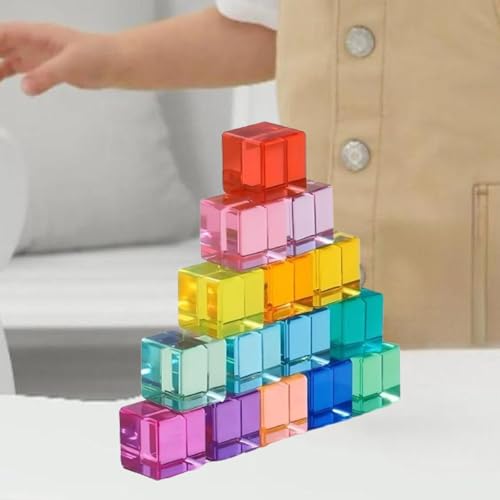 F Fityle Regenbogen-Baustein-Set, Regenbogen-Bausteine, Acrylwürfel, Training, sensorisches Spielzeug, Stapelspielzeug für im Alter von 3–6 Jahren, 15 Stück F Fityle Regenbogen-Baustein-Set, Regenbogen-Bausteine, Acrylwürfel, Training, sensorisches Spielzeug, Stapelspielzeug für im Alter von 3–6 Jahren, 15 Stück von F Fityle