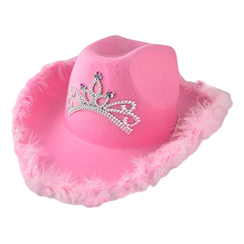 F Fityle Rosa Cowgirl Hut für Erwachsene - Cowgirl Hüte mit Tiara - Filz Cowboy Kostümzubehör für Erwachsene Partyhut und Play Dress-Up F Fityle Rosa Cowgirl Hut für Erwachsene - Cowgirl Hüte mit Tiara - Filz Cowboy Kostümzubehör für Erwachsene Partyhut und Play Dress-Up von F Fityle