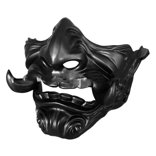 F Fityle Samurai-Maske, japanische Maske, realistische 3D-Requisiten, Kunstharz, gruselige Kopfmaske, halbe Gesichtsmaske für Shows, Kostüme, Erwachsene und von F Fityle