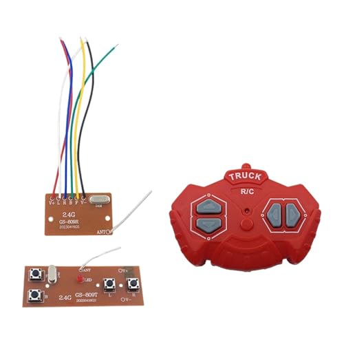 F Fityle Schaltung PCB Sender und Empfänger Board 4 Wege Upgrade DIY mit RC Fernbedienung für RC Auto Boote Crawler Tank Modell, Rot von F Fityle