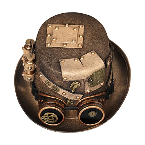 F Fityle Unisex Steampunk Hut Damen Herren, Vintage Steampunk Kopfbedeckung, Zauberkasten Steampunk Zylinder Hut mit Brille für Cosplay Maskerade Themenparty Karneval Halloween F Fityle Unisex Steampunk Hut Damen Herren, Vintage Steampunk Kopfbedeckung, Zauberkasten Steampunk Zylinder Hut mit Brille für Cosplay Maskerade Themenparty Karneval Halloween von F Fityle