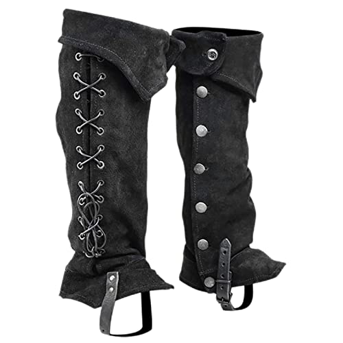 F Fityle Stiefelstulpen aus Kunstleder, Steampunk-Gamaschen, Gamaschen, Beinschützer, Stiefelstulpen, Ritterzubehör, Schwarz F Fityle Stiefelstulpen aus Kunstleder, Steampunk-Gamaschen, Gamaschen, Beinschützer, Stiefelstulpen, Ritterzubehör, Schwarz von F Fityle