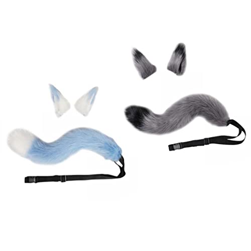 F Fityle Tierisches Cosplay Set für Ohren - Kostümzubehör für den perfekten Look, Grau und Blau von F Fityle