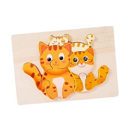 F Fityle -Tierpuzzles, pädagogisches Lernspielzeug, Kognitions-Intelligenz-Puzzle, entwickeln Feinmotorik für Kinder, Kleinkinder, Katze von F Fityle