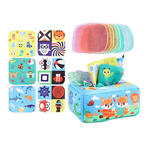 F Fityle Tissue Box Ziehspielzeug Sensorisches Spielzeug Busy Pull Tissues Feinmotorik Pädagogisch für Kleinkinder ab 6 Monaten, Füchse von F Fityle