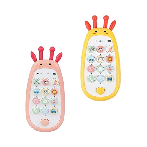F Fityle Tragbare Mini Telefon Spielzeuge für Kinder, Musikspielzeug mit verschiedenen Melodien, Rosa und Gelb von F Fityle