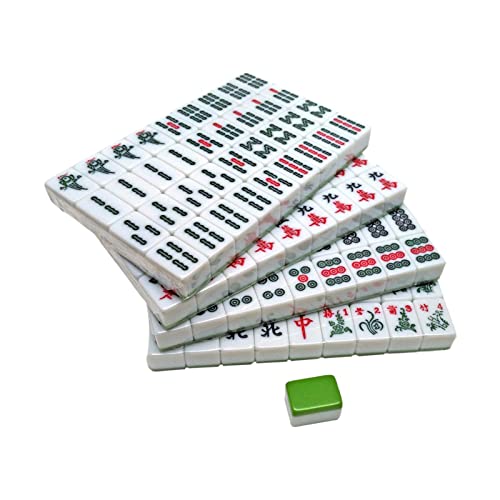 F Fityle Tragbares Reise-Mahjong-Set Reisespiel 144 Steine Mahjong mit Aufbewahrungsbox Leichtes chinesisches Mahjong für Schlafsaal-Picknick-Erwachsene Kinder, Weiß von F Fityle
