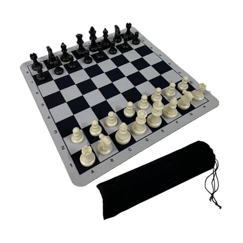 F Fityle Tragbares internationales Schachspiel mit schwarz-weißem mittelalterlichen Schach, Reiseschachspiel für Schachliebhaber, Erwachsene, Freunde und von F Fityle