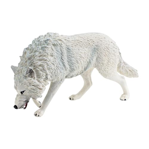F Fityle Wolfsfigur, Lernspielzeug, realistische Tierfigur, Miniatur-Tierspielzeug für Mädchen und Jungen, Geburtstagsgeschenk für Kleinkinder, Weiß von F Fityle