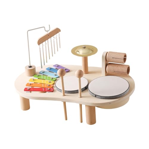 F Fityle Xylophon-Trommel-Set, sensorisches Lernspielzeug, Handpercussion, Holzpercussion, Musikinstrument, Spielzeug für Kinder, Geschenke von F Fityle