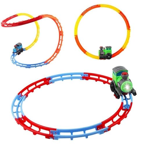 F Fityle Zugspielset Elektrische Rennbahn Spielzeug Interaktives Schienenset Spielzeug Zug mit Licht Und Ton aus Robustem Material für Kinder Spielzimmer von F Fityle