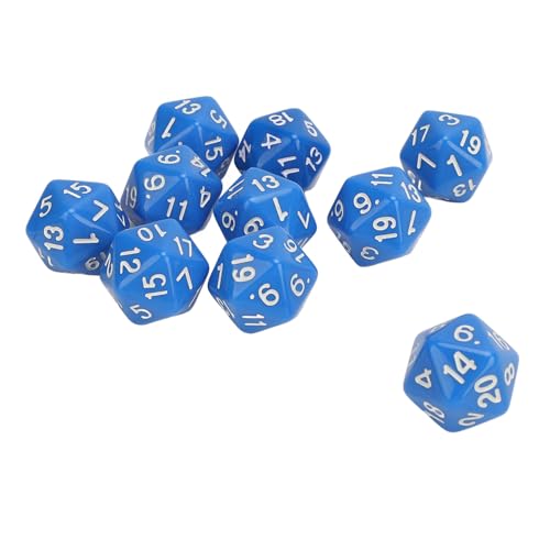 10pcs 20 -seitig -Würfel -Set Leichtes Kunststoff -Polyedralwürfel für RPG Mathematik -Tabletop -Spiele -Klassenzimmerparty (Blau) von F&Y