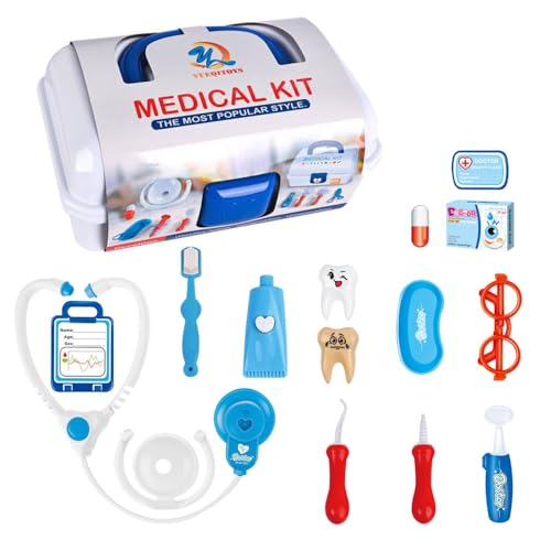 Doctor Kit für Kleinkinder Kinder 15pcs Rollenspiel medizinisches Set mit Stetethoscope Dentist Tools Storage Box von F&Y
