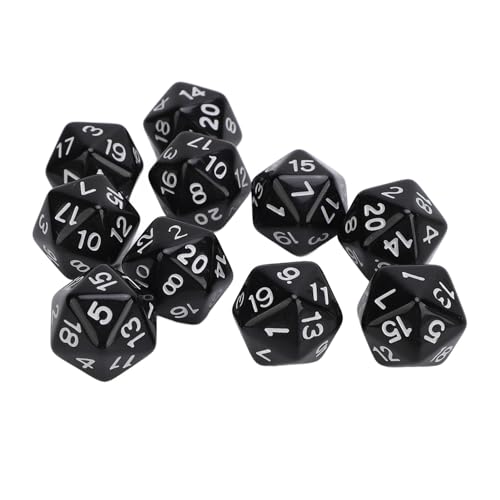 F&Y 10pcs 20 -seitig -Würfel -Set Leichtes Kunststoff -Polyedralwürfel für RPG Mathematik -Tabletop -Spiele -Klassenzimmerparty (Schwarz) von F&Y