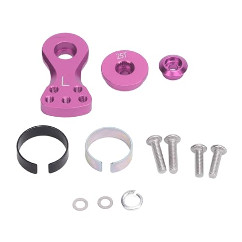 F&Y RC 25T Servo Saver Arm Verstellbares Aluminium L Form Servoarm für 1/10 Skala Fernbedienungstherat Lastwagen Buggys (Lila) von F&Y