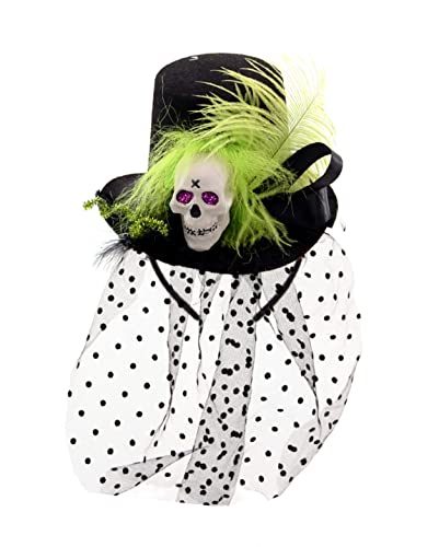 Halloween - Haarreif mit Totenkopfhut & Federn von F.I.G.