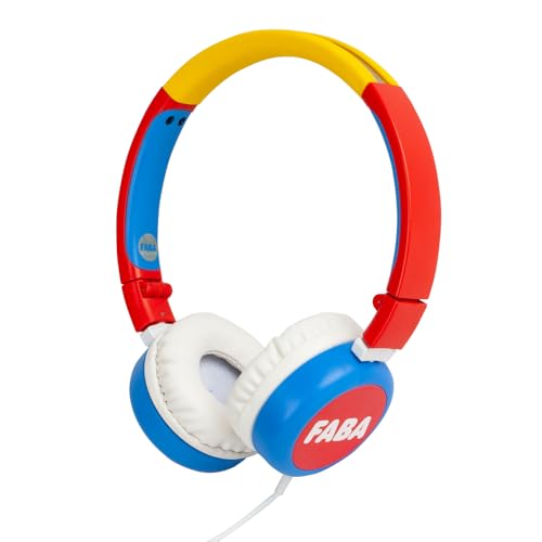 FABA - On-Ear Kinderkopfhörer, weiche und Faltbare Kopfhörer, begrenzte Lautstärke 85 dB, verstellbare Kopfhörer mit Kabel, Farbe Rot von FABA