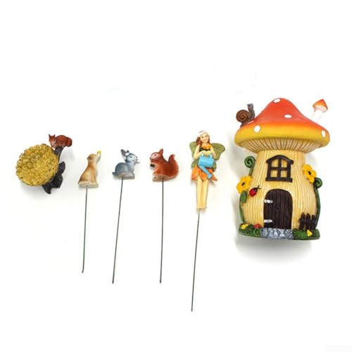 FACAIIO Bezaubernde Garten-Feenhäuser mit Miniaturhund, Eichhörnchen, Häschen und buntem Pilz für einen Hauch FACAIIO Bezaubernde Garten-Feenhäuser mit Miniaturhund, Eichhörnchen, Häschen und buntem Pilz für einen Hauch von FACAIIO