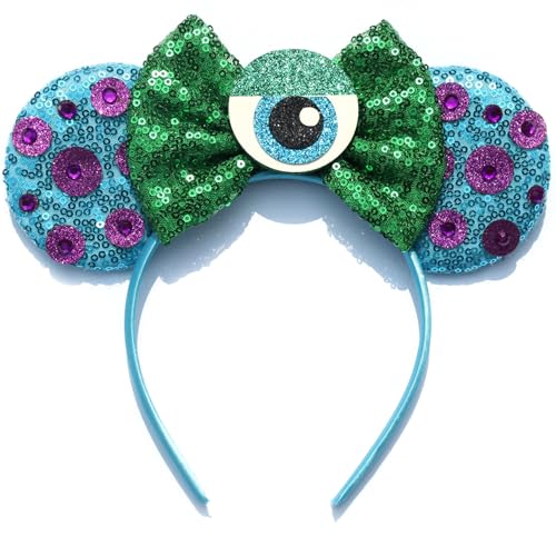 FACHPINT Sully Ears for Boys - Blue Sequin Mouse Ears Headband, Cute Mini Headpiece for Kids Parties and Photo Props, Bluesully, Einheitsgröße von FACHPINT