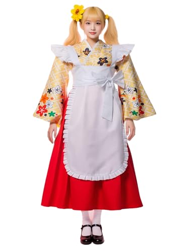 FAD-4U Japan Taisho Römischer Kimono Dienstmädchen Kostüm Set - Retro Japanisches Cosplay Outfit für Halloween Maid Café Bühnenaufführung FAD-4U Japan Taisho Römischer Kimono Dienstmädchen Kostüm Set - Retro Japanisches Cosplay Outfit für Halloween Maid Café Bühnenaufführung von FAD-4U