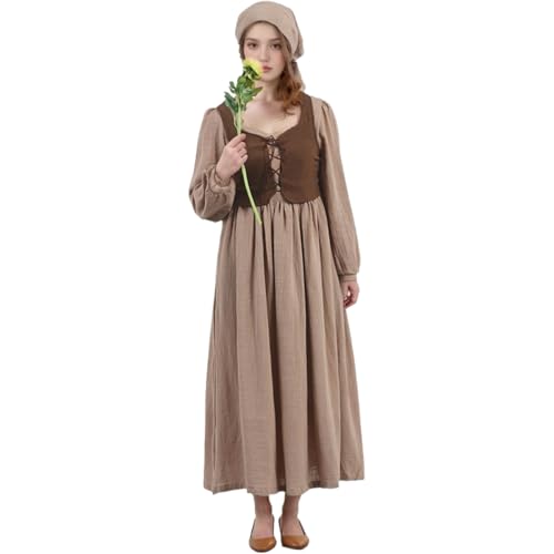 FAD-4U Mittelalter Dienstmädchen Kleid Bauernhof Wench Kostüm Cosplay Verkleidung Set (L) von FAD-4U