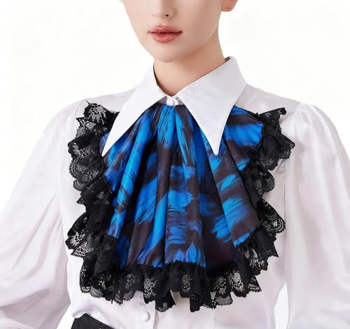 FAD-4U Viktorianischer Gothic-Stil, abnehmbarer Jabot-Kragen, Vintage-Spitze, Halsbekleidung, Renaissance-Steampunk-Kostüm-Zubehör (blau) von FAD-4U