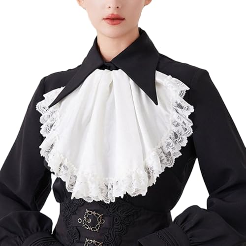 FAD-4U Viktorianischer Gothic-Stil, abnehmbarer Jabot-Kragen, Vintage-Spitze, Halsbekleidung, Renaissance-Steampunk-Kostüm-Zubehör (weiß) von FAD-4U