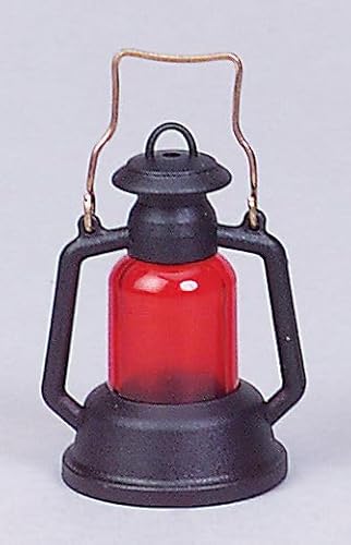 FADEDA Petroleumlaterne Kunststoff schwarz mit Einsatz rot oder klar, LxBxH in mm: 15x15x40. Für Krippen, Miniatur-, Hobby- und Modellbau, Puppenhauszubehör u. Modelleisenbahn. von FADEDA
