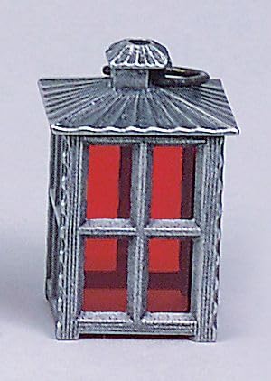 FADEDA Zinnlaterne mit Bügel und Einsatz rot, LxBxH in mm: 20x20x40. Für Krippen, Miniatur-, Hobby- und Modellbau, Puppenhauszubehör u. Modelleisenbahn. von FADEDA