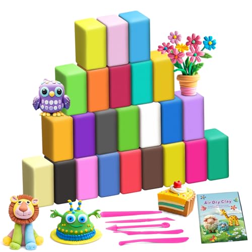 FAGNBED Modelliermasse Lufttrocknend, 24 Farben Lufttrockener Magischer Knete mit 5 Werkzeugen, für Kinder und Anfänger FAGNBED Modelliermasse Lufttrocknend, 24 Farben Lufttrockener Magischer Knete mit 5 Werkzeugen, für Kinder und Anfänger von FAGNBED