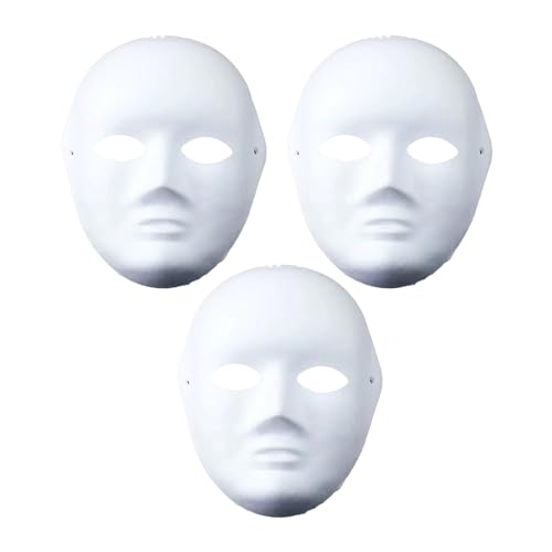 DIY Weißes Papier Maske Zellstoff Blank Handgemalte Maske Persönlichkeit Kreative Freie Design Maske Therian Mask für Karneval, Fasching, Halloween Party (3 Stück Frauen) von FAHOI