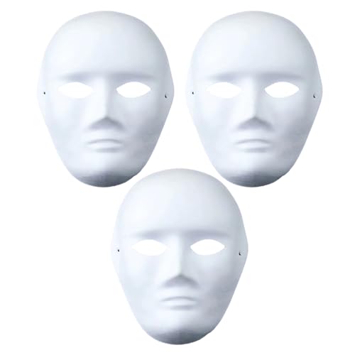 DIY Weißes Papier Maske Zellstoff Blank Handgemalte Maske Persönlichkeit Kreative Freie Design Maske Therian Mask für Karneval, Fasching, Halloween Party (3 Stück Männer) von FAHOI