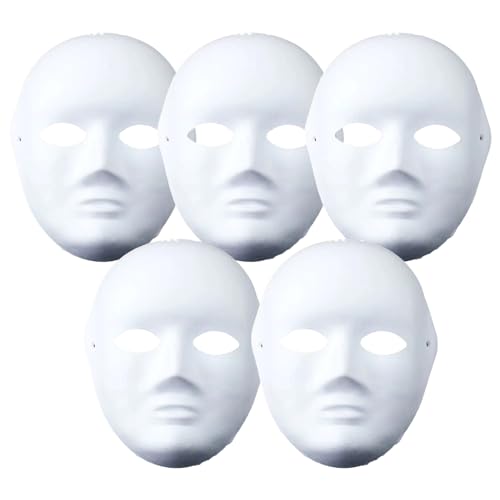 DIY Weißes Papier Maske Zellstoff Blank Handgemalte Maske Persönlichkeit Kreative Freie Design Maske Therian Mask für Karneval, Fasching, Halloween Party (5 Stück Frauen) von FAHOI