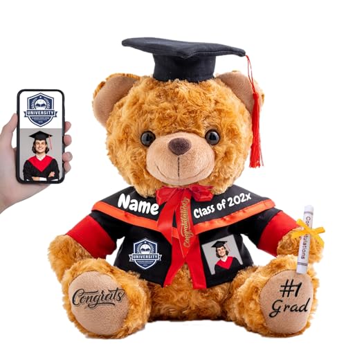 FAHOXUMR 2024 Graduationbär Personalisierte mit Text+Foto, Abschluss-Teddybär als Abschlussgeschenk 2024 für Mädchen/Jungen als Hochschule Graduation Geschenke für Sie Ihn (20cm-Text+Foto) von FAHOXUMR