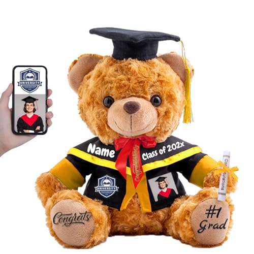 FAHOXUMR 2025 Graduationbär Personalisierte mit Text+Foto, Abschluss-Teddybär als Abschlussgeschenk 2025 für Mädchen/Jungen als Hochschule Graduation Geschenke für Sie Ihn (20cm-Text+Foto) von FAHOXUMR
