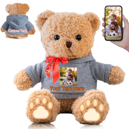 FAHOXUMR Personalisierte Geschenke Teddybär mit Schleife für Sie Ihn, Personalisierte Plüschtiere Bär mit Text+Foto als Besondere Geschenke für Valentinstag Weihnachten Geburtstag (30cm-Text+Foto) FAHOXUMR Personalisierte Geschenke Teddybär mit Schleife für Sie Ihn, Personalisierte Plüschtiere Bär mit Text+Foto als Besondere Geschenke für Valentinstag Weihnachten Geburtstag (30cm-Text+Foto) von FAHOXUMR