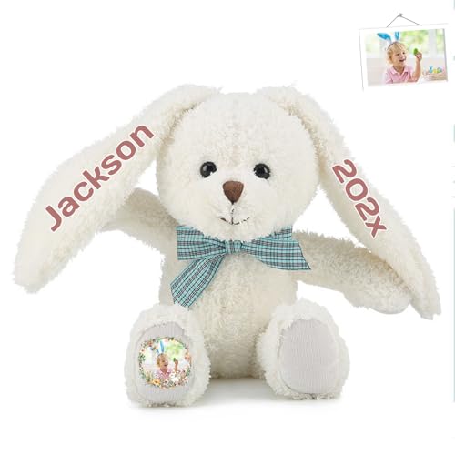 FAHOXUMR Personalisierter Osterhase, Plüschhase mit Foto Text als Personalisiertes Geschenk für Babys, Erstes Ostergeschenk für Kinder, 30 cm FAHOXUMR Personalisierter Osterhase, Plüschhase mit Foto Text als Personalisiertes Geschenk für Babys, Erstes Ostergeschenk für Kinder, 30 cm von FAHOXUMR