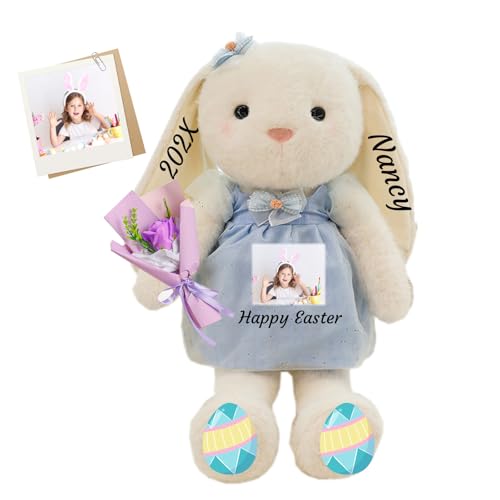 FAHOXUMR Personalisierter Osterhase, Plüschhase mit Foto Text als Personalisiertes Ostergeschenk für Babys, Kinder und Erwachsene, 30 cm FAHOXUMR Personalisierter Osterhase, Plüschhase mit Foto Text als Personalisiertes Ostergeschenk für Babys, Kinder und Erwachsene, 30 cm von FAHOXUMR