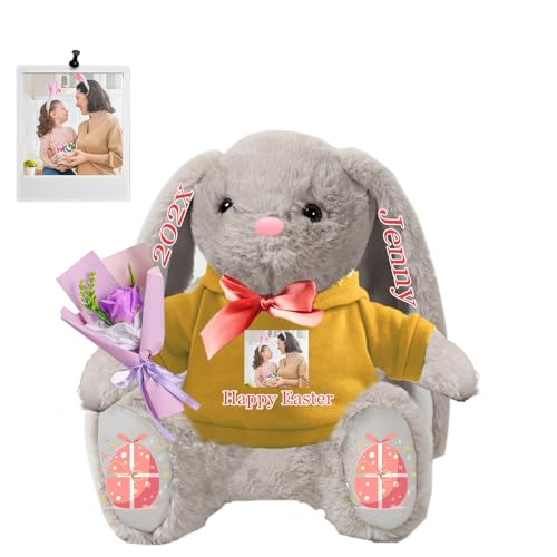FAHOXUMR Personalisierter Osterhase, Plüschhase mit Foto Text als Personalisiertes Plüschhasen Geschenk für Mädchen, Jungen, Kinder und Erwachsene, 18 cm FAHOXUMR Personalisierter Osterhase, Plüschhase mit Foto Text als Personalisiertes Plüschhasen Geschenk für Mädchen, Jungen, Kinder und Erwachsene, 18 cm von FAHOXUMR